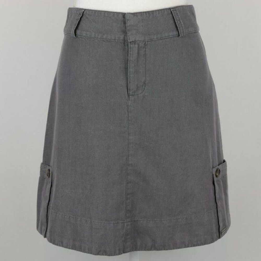 Merrell Women's Size 2 Gray Linen Blend Woven Cargo A-Line Mini Skirt